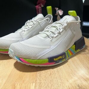 Adidas White Sneakers with Striped Insole